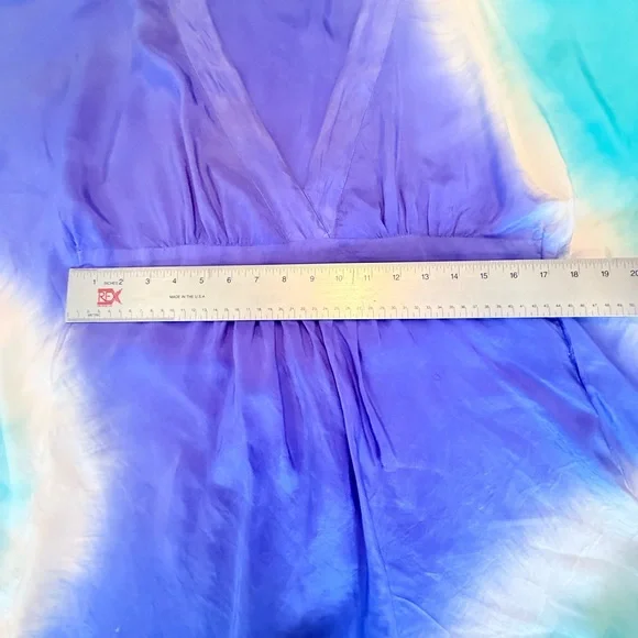 Debbie Katz Silk Blue/Teal Kaftan Cover up Dress Size Small - Picture 9 of 12